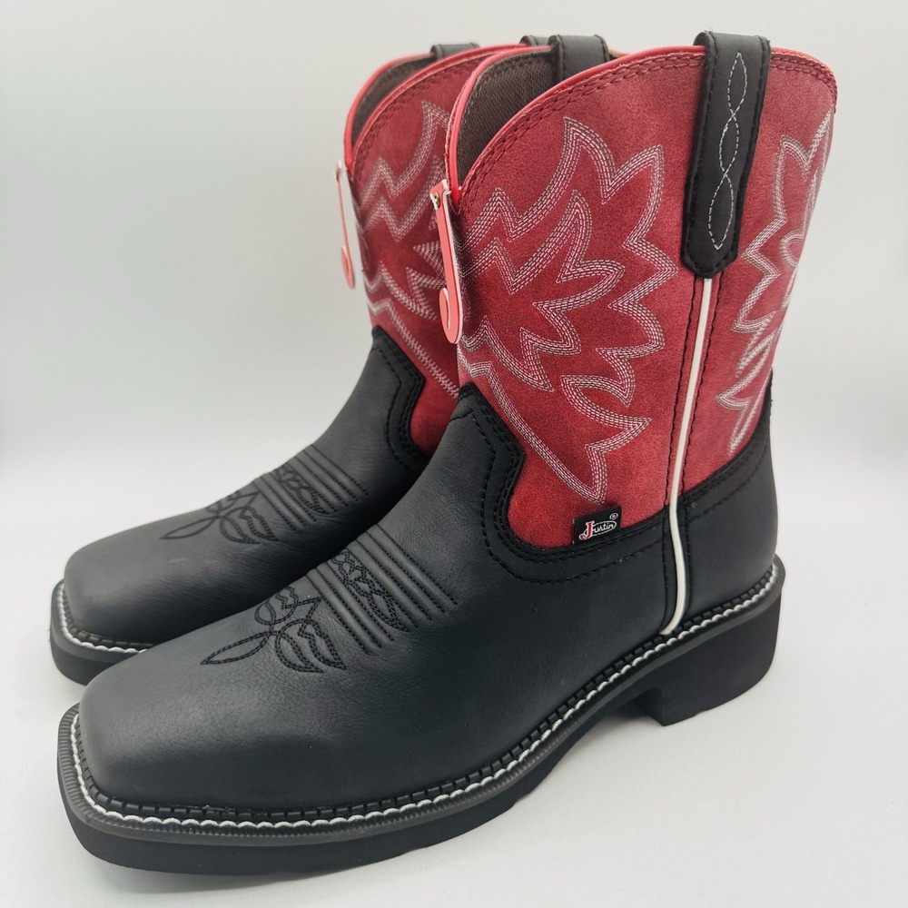 Justin‎ Gypsy Performance Western Boots Women's Size 11 B Black Leather Red